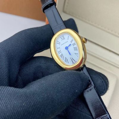 Cartier Baignoire Quartz Movement 32*26mm Calfskin and Silk Ribbon Strap Watch